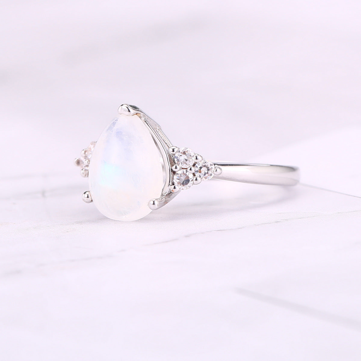 Natural Semi-Precious Moonstone Ring Simple