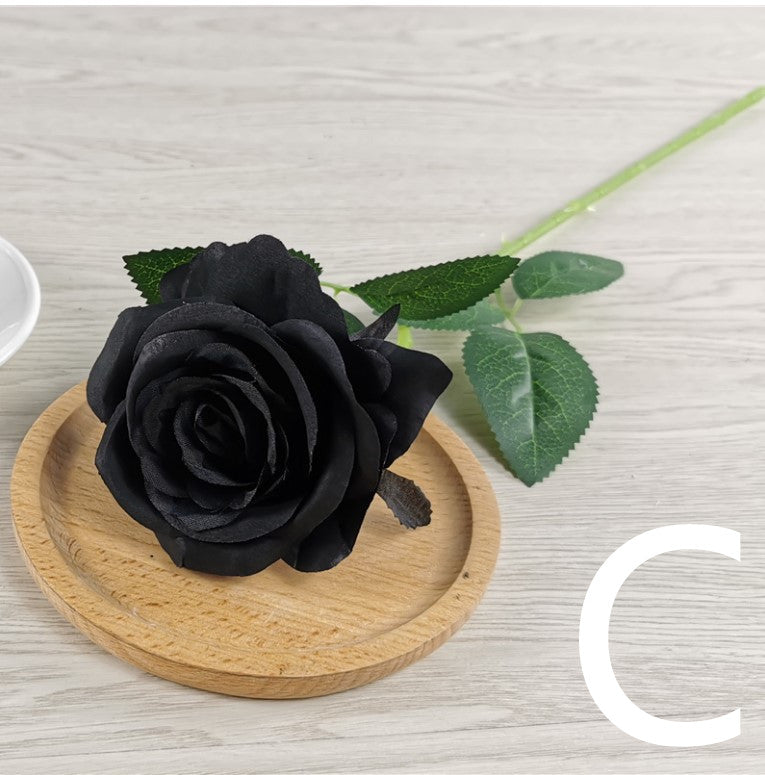 Black Fake Silk Roses Three Variations Available