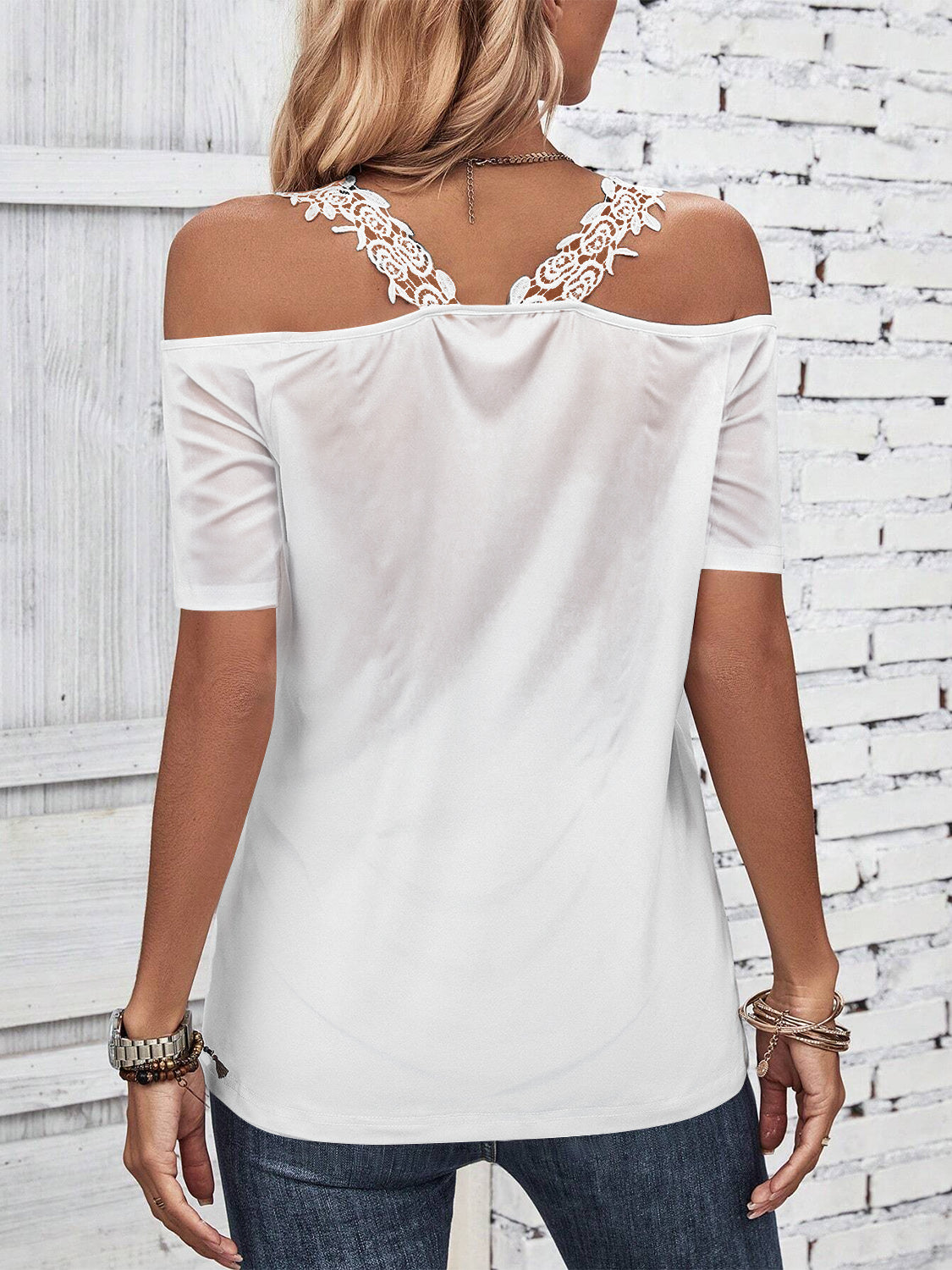 Full Size Lace Detail Short Sleeve T-Shirt | Elegant Women’s Casual Top