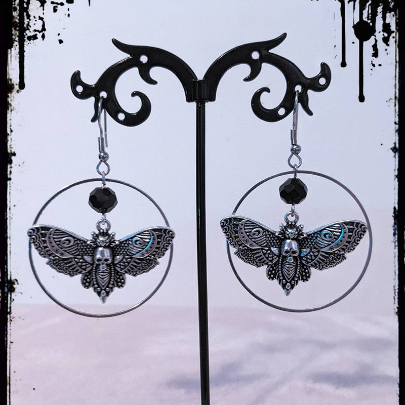 Gothic Skull Moth Turku Insect Earrings