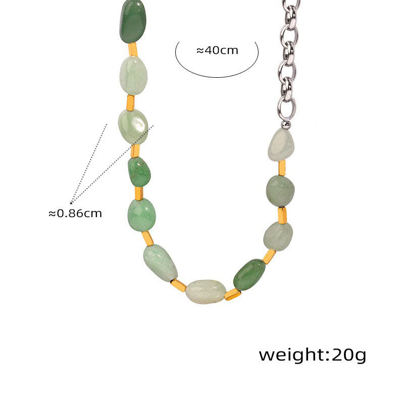 Retro light luxury 0-shaped chain spliced gem bead design versatile necklace