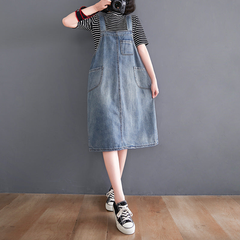 Retro Loose Overaized Denim Overall Dress