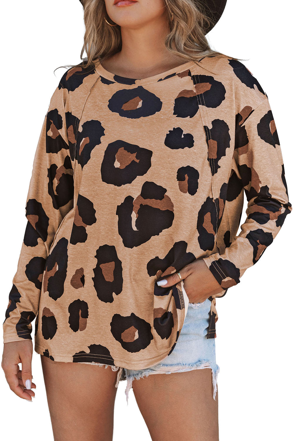 Leopard Pocket Short Sleeve Drawstring Lounge Set