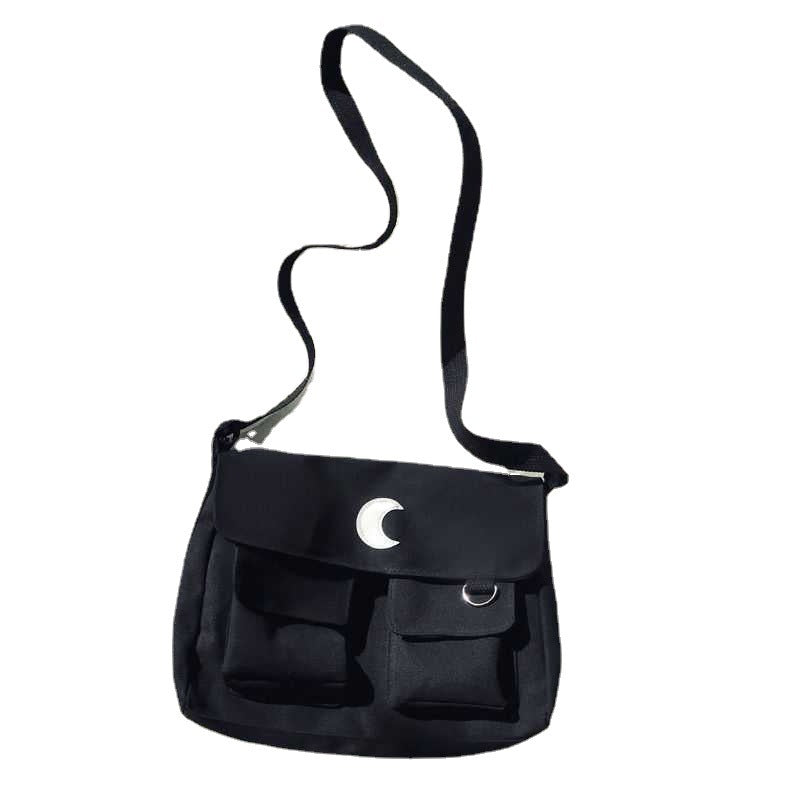 Canvas Crescent Moon Messenger Bag Crossbody Tote Goth Punk Style Handbag