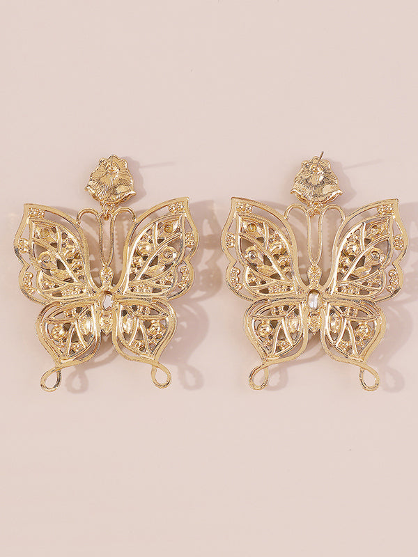 Butterfly Shaped Rhinestone Drop Earrings