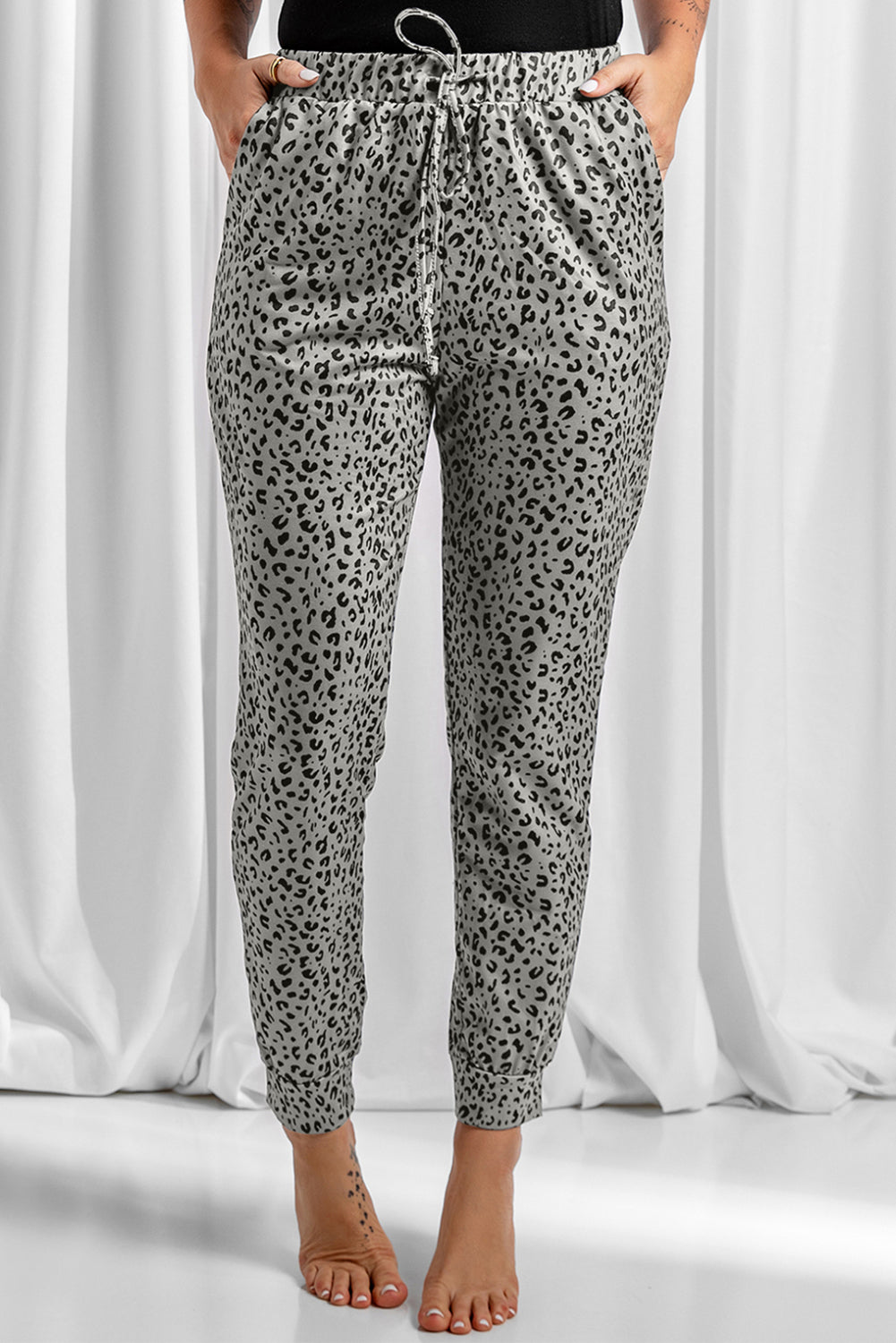 Black Breezy Leopard Joggers