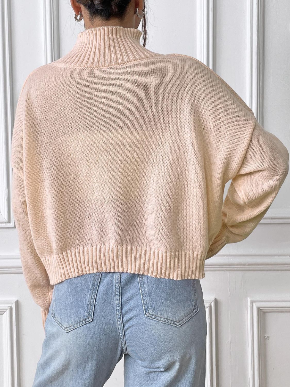 Lace Bow Turtleneck Long Sleeve Sweater