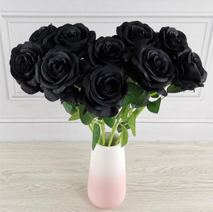 Black Fake Silk Roses Three Variations Available