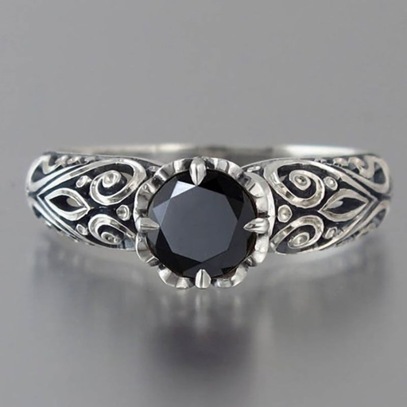 Black Simulated Onyx  Vintage Fashion Ring