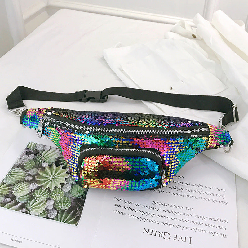 Casual Sequins Double Pocket Mermaid Style Cross Body Shoulder Messenger Style Bag