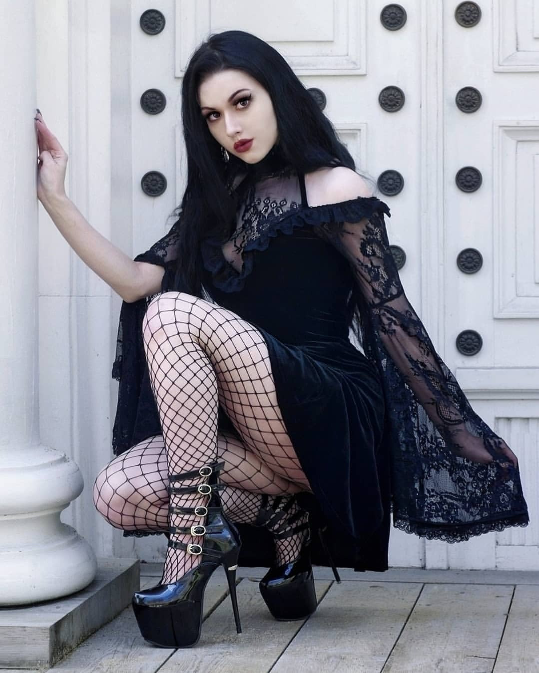 Dark Gothic Lace Panels Dress