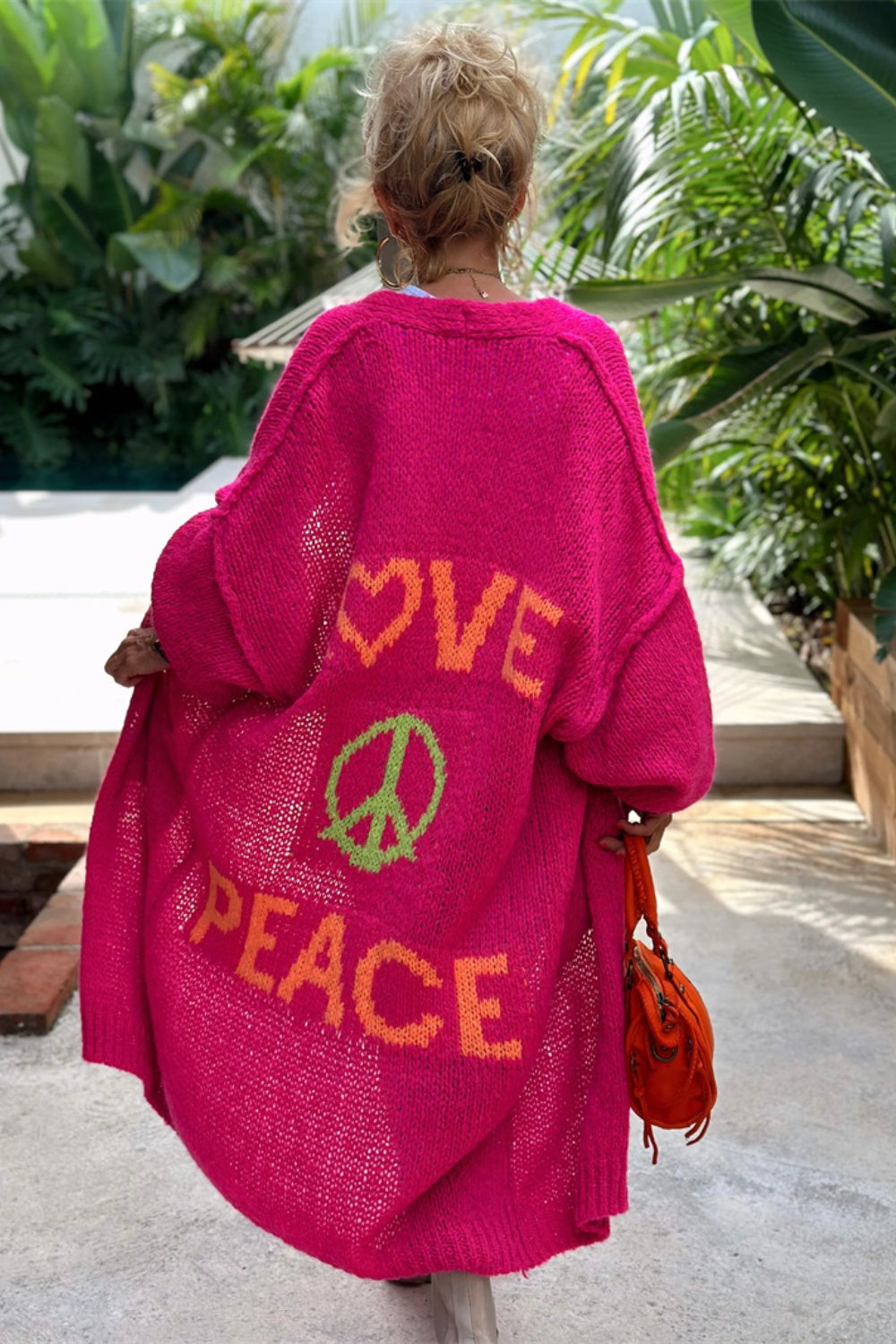 Love And Peace - Dropped Shoulder Long Sleeve Cardigan