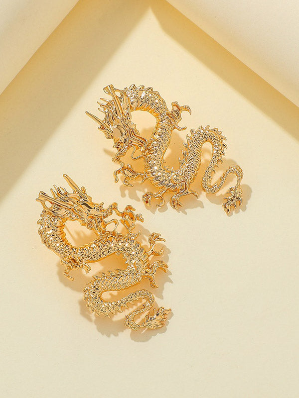 Dragon Shaped Solid Color Drop Earrings