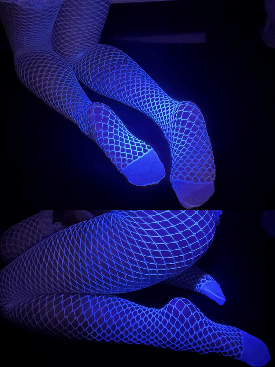 Luminous UV Glow Fishnet Stockings Sexy Lingerie Pantyhose