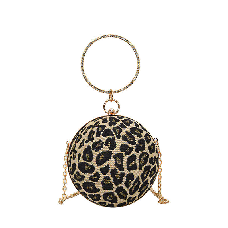 Animal Print Crossbody Chain Strap Heart Shoulder Bag