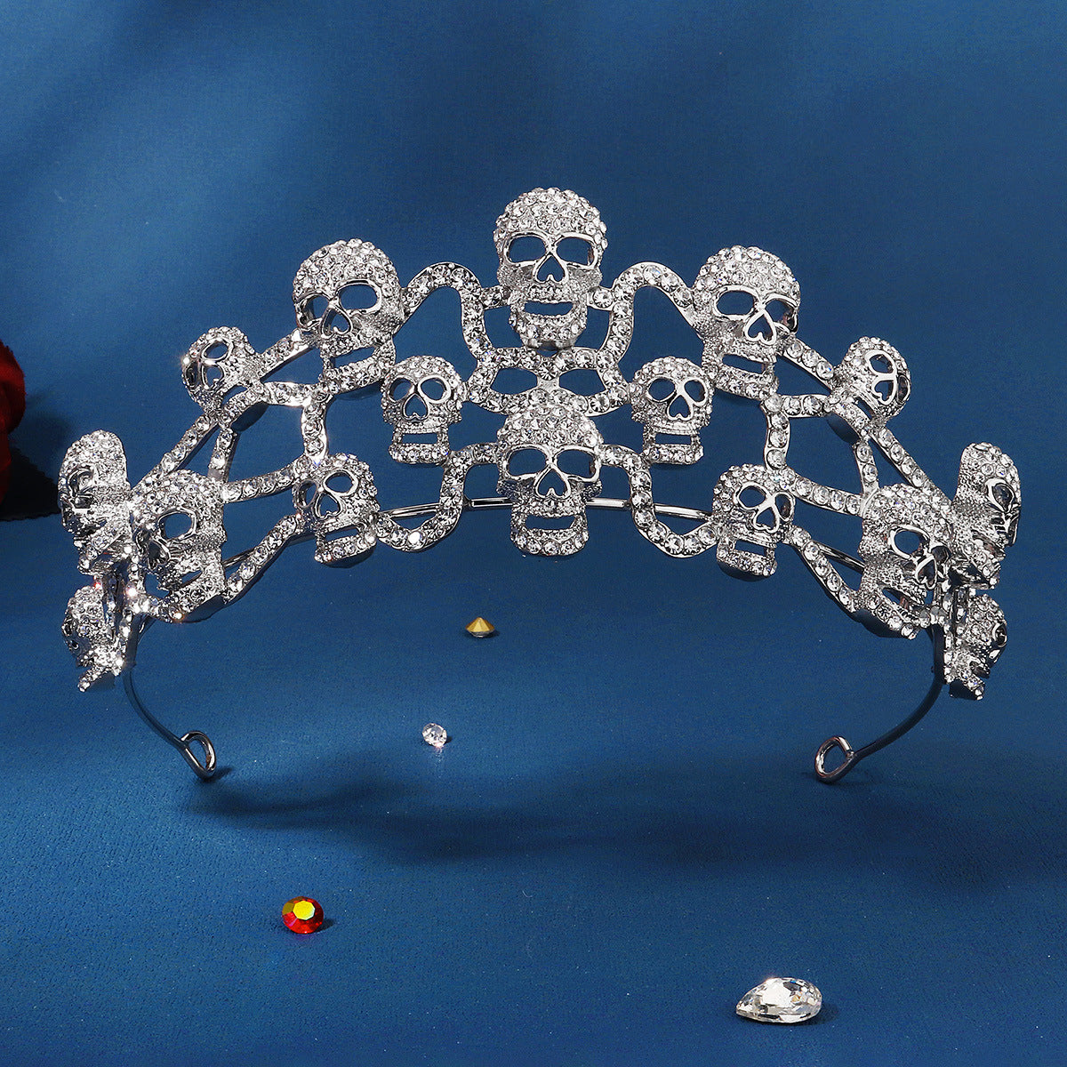 European And American Halloween Party Rhinestone Alloy Crown Dark Skull Crown Jewelry