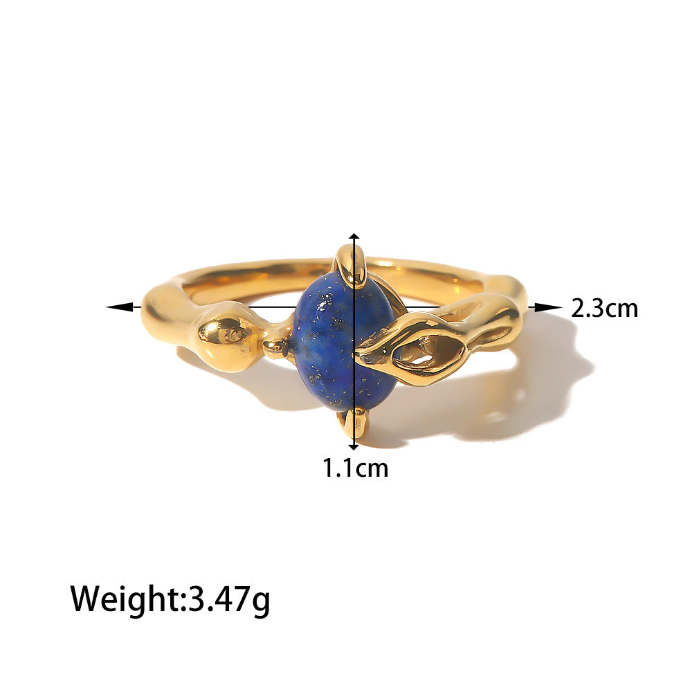 18K gold high-end light luxury lapis lazuli court retro ring