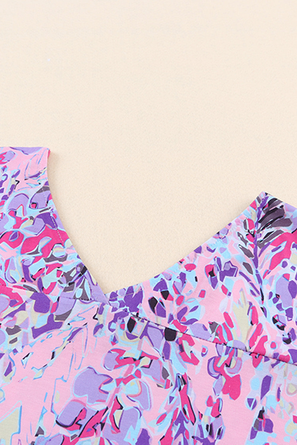 Purple Floral Long Sleeve Top and Drawstring Shorts Set