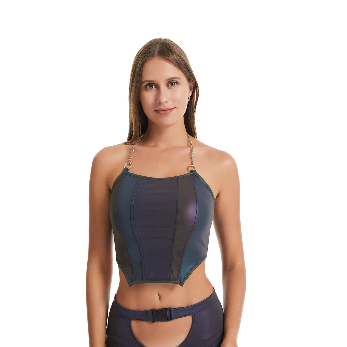 Colorful Reflective Camisole Women's Nightclub Tight Strapless Tube Top