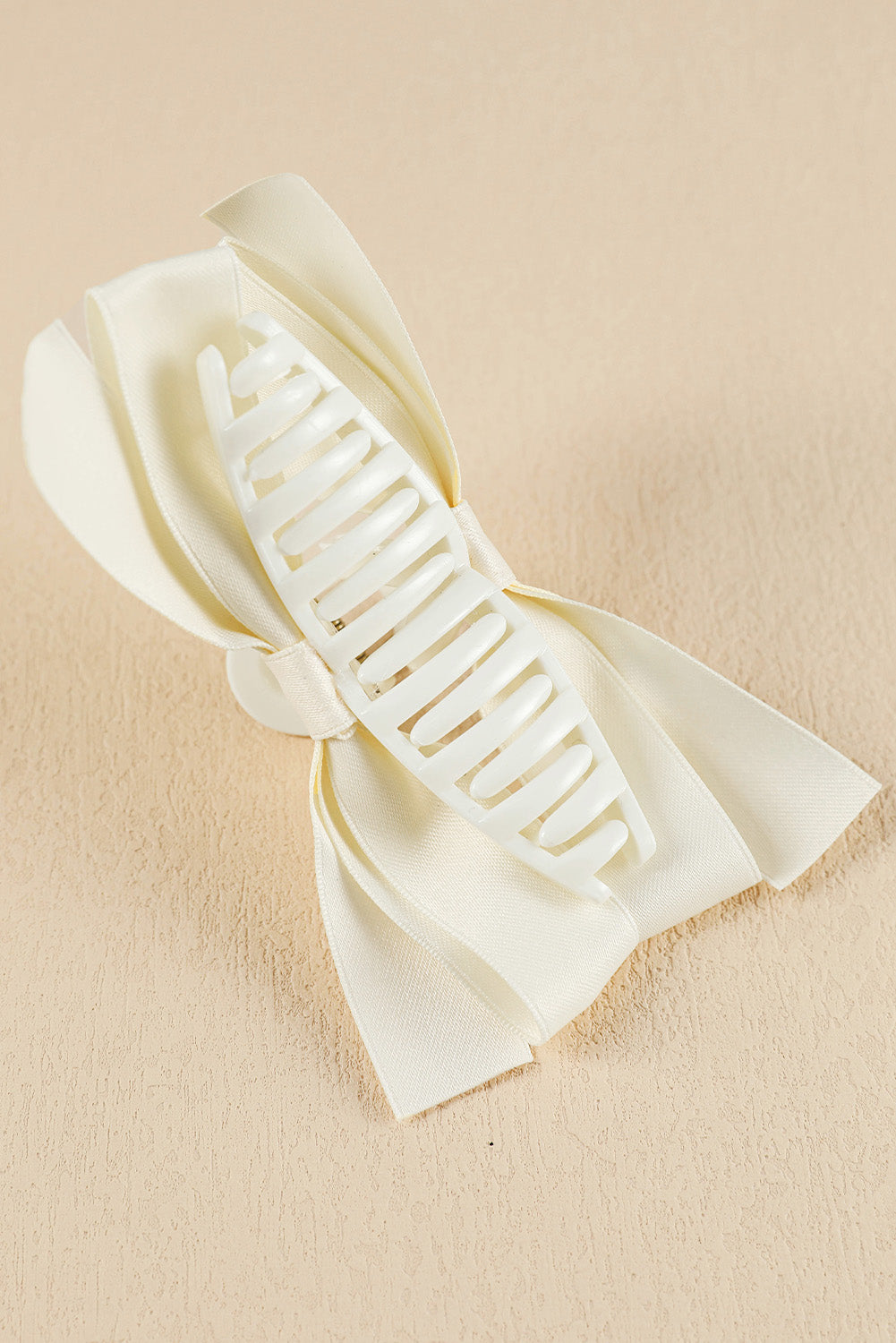 Light French Beige Bow Decor Large Hair Claw Clip