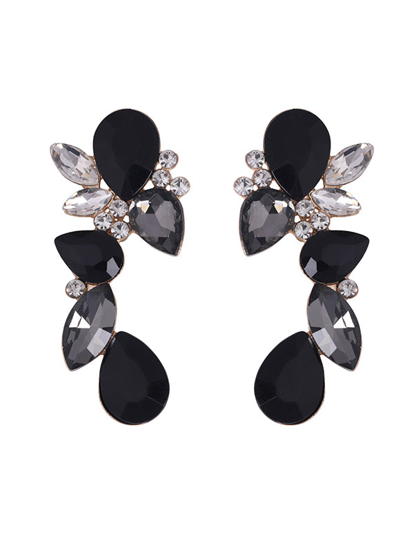 Geometric Elegance Large Rhinestone Irregular Shaped Drop Earrings