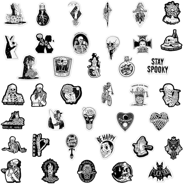 Darkly Chic: 100 Waterproof Gothic Horror Stickers for Adults - Perfect for Water Bottles, Laptops, and More!