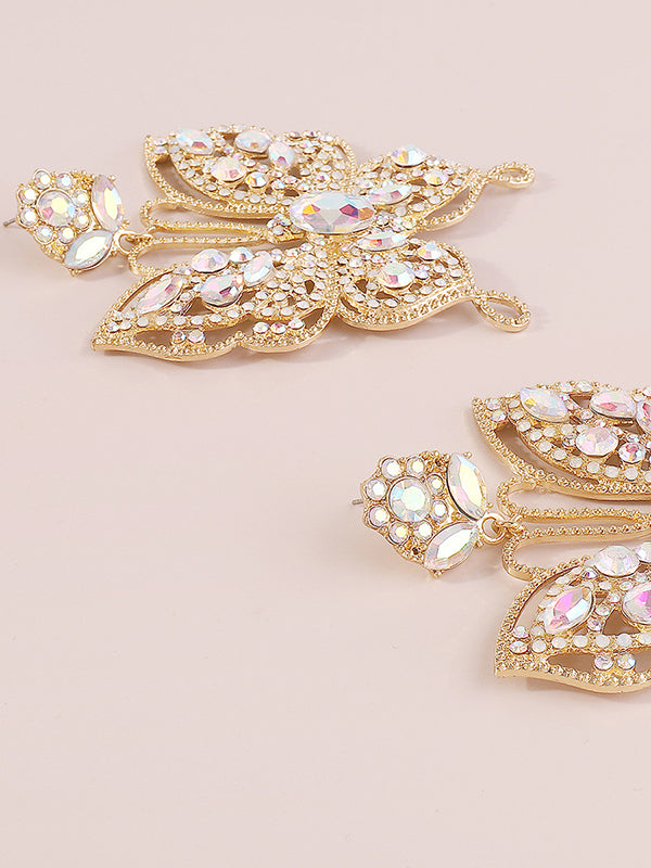 Butterfly Shaped Rhinestone Drop Earrings