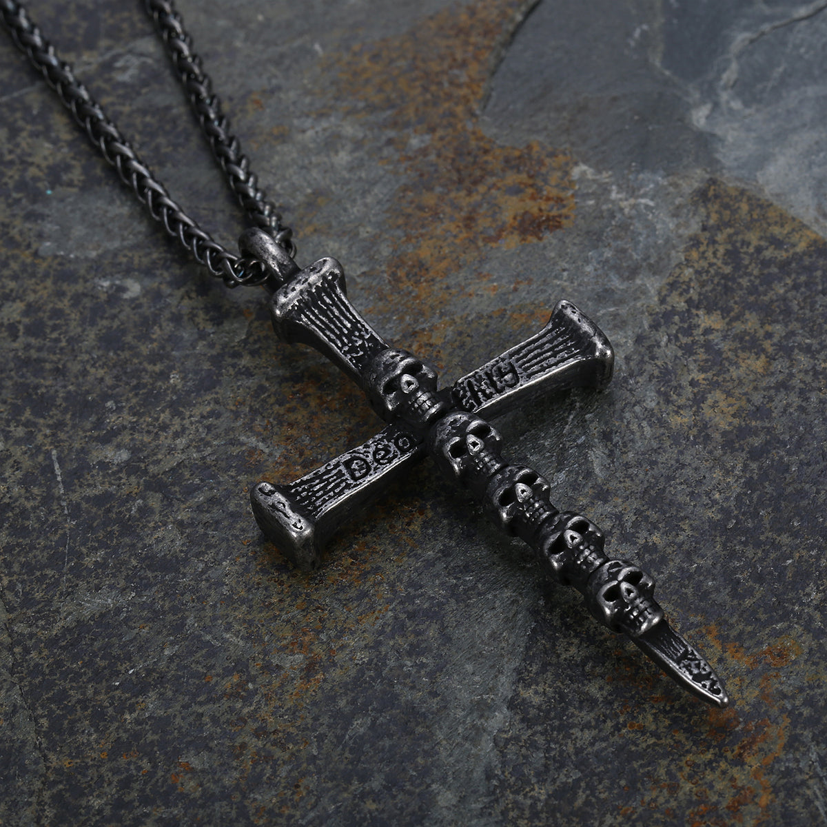 Gothic Skull Cross Stainless Steel Pendant Necklace