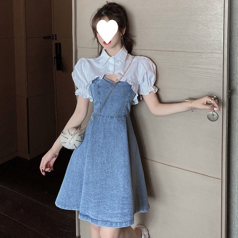 Denim Spaghetti Strap Tank Top Style Slim Fit Summer Denim Dress