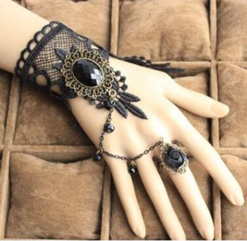 Fashion Vintage Gothic Palace Lace Gem Bracelet