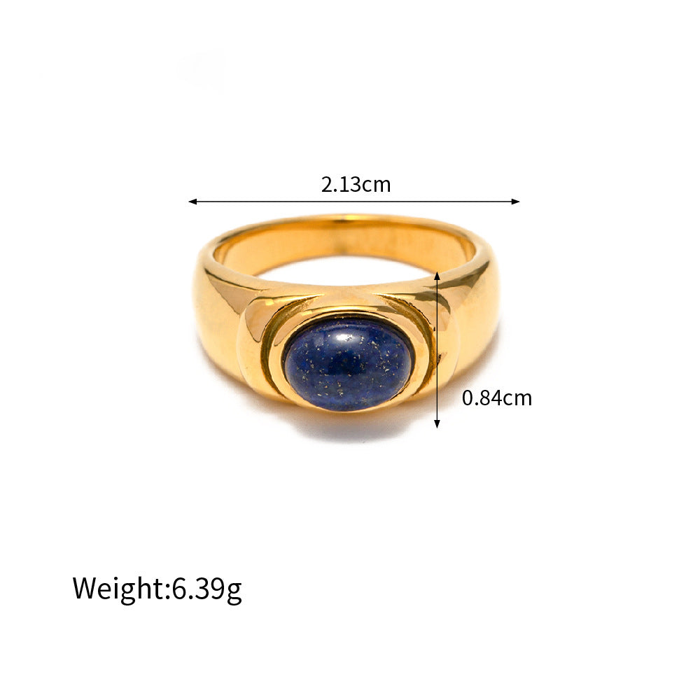 18K gold high-end light luxury lapis lazuli court retro ring