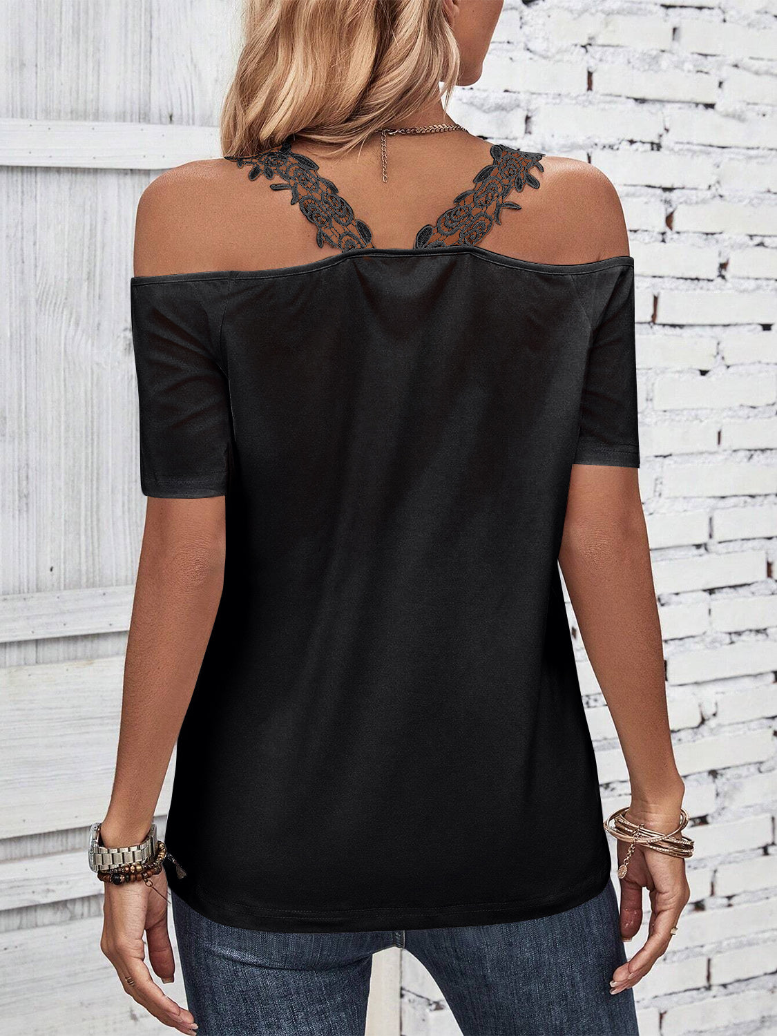 Full Size Lace Detail Short Sleeve T-Shirt | Elegant Women’s Casual Top