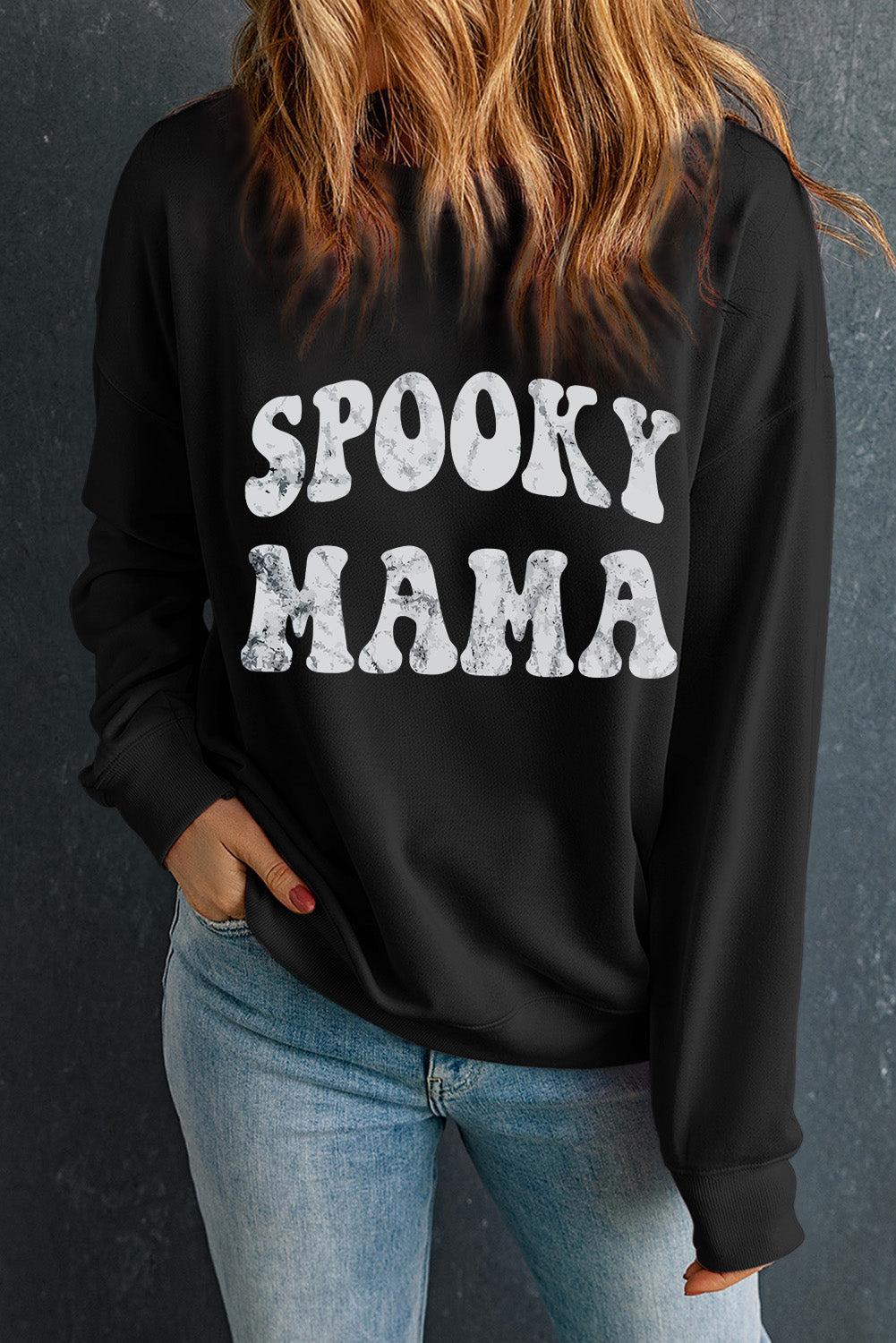 Black SPOOKY MAMA Letter Graphic Sweatshirt