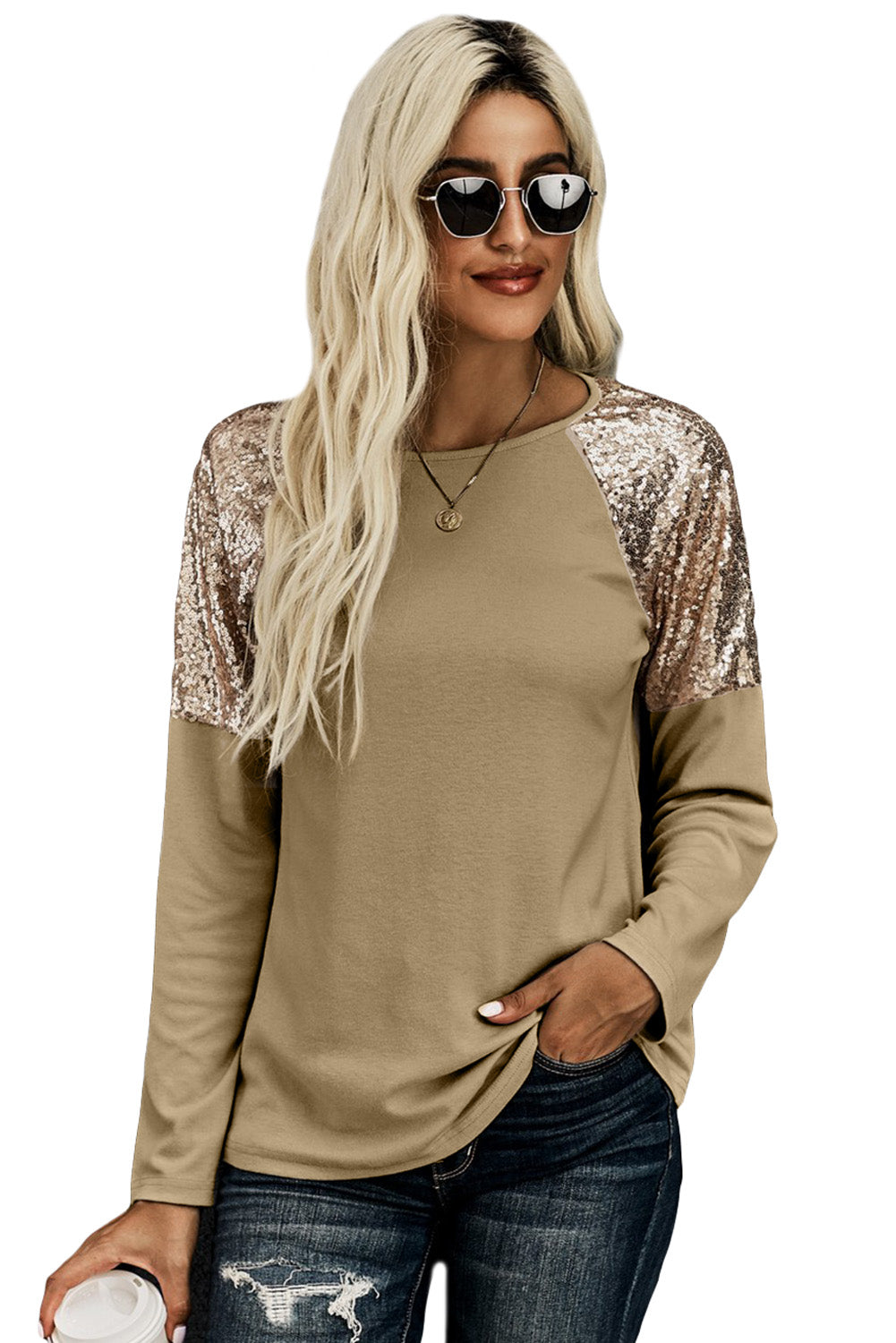 Yellow Canary Long Sleeve Sequin Top