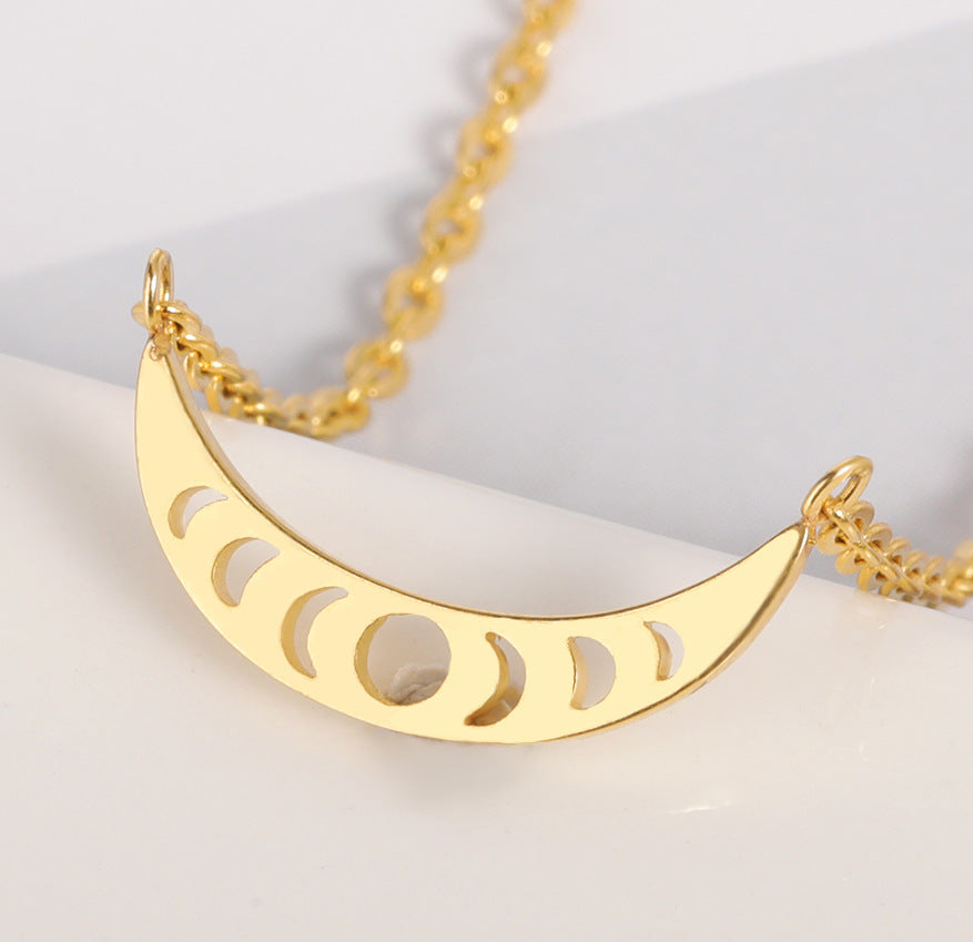 Crescent Moon Stainless Plated Clavicle Chain Necklace