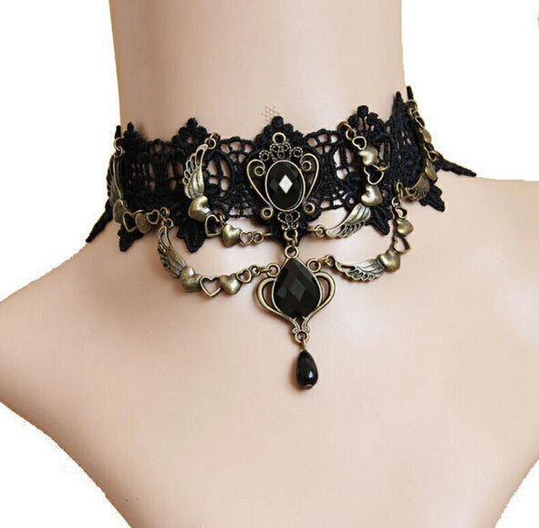 Black Lace Necklace Retro Exaggerated Women's Jewelry