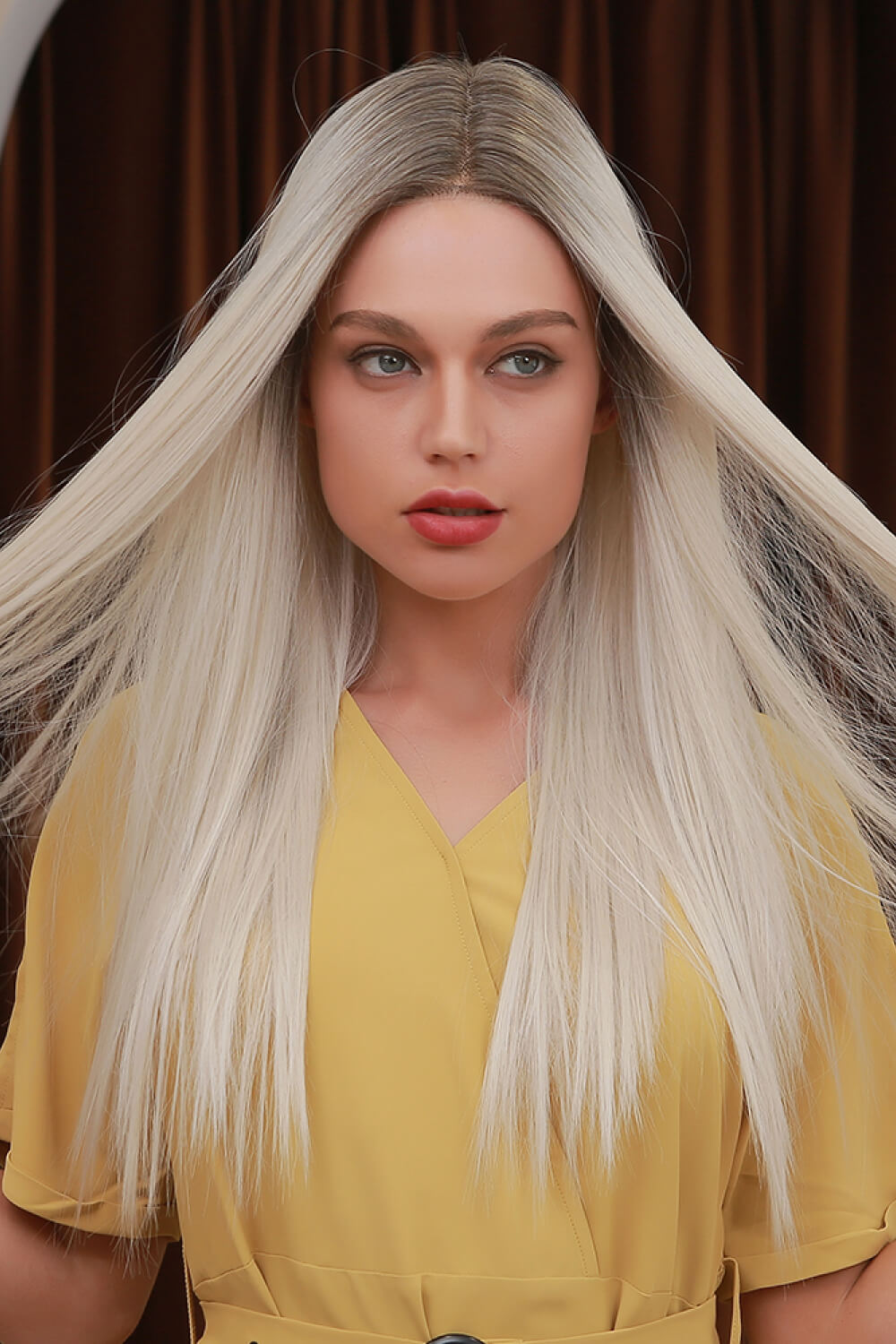 13x2 Lace Front Synthetic Wig – Long Straight 26-Inch, Heat Safe, 150% Density