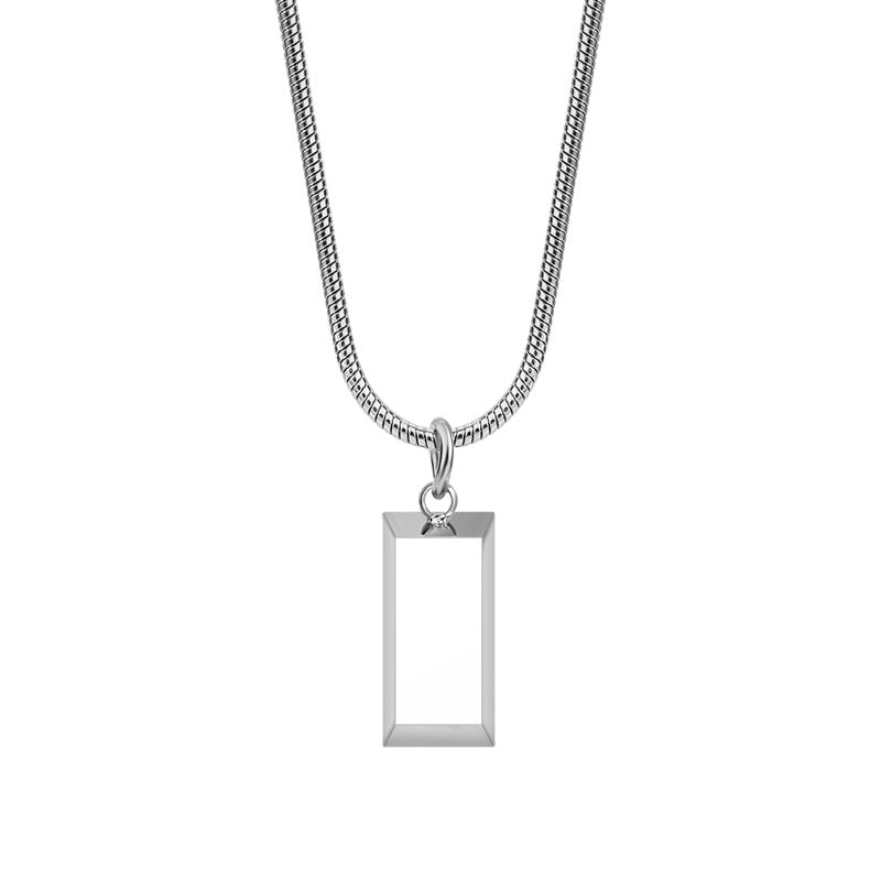 Minimalist cold style silver brick design pendant necklace