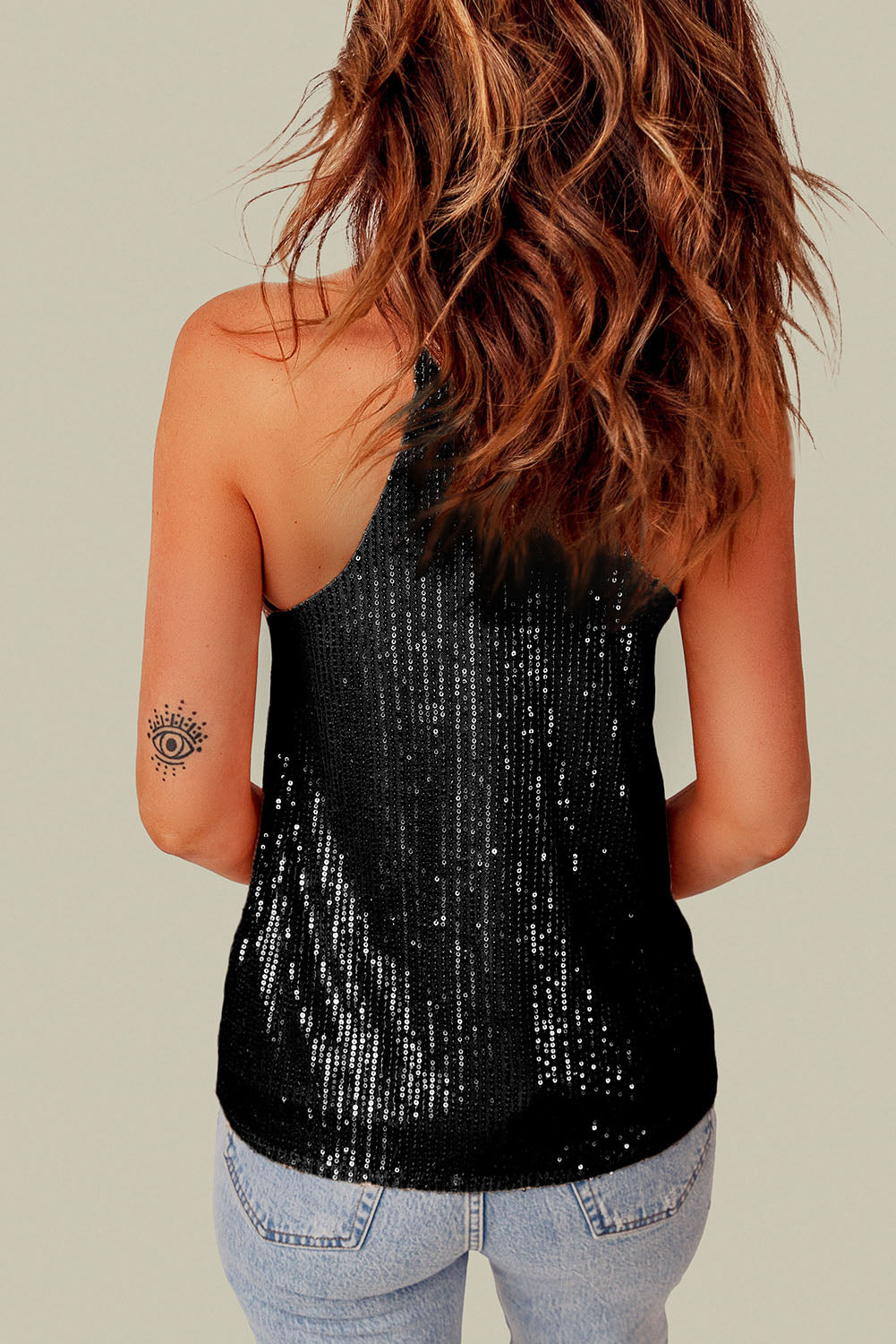 Flowy Sexy Contrast Spaghetti Strap Sequin Camisole