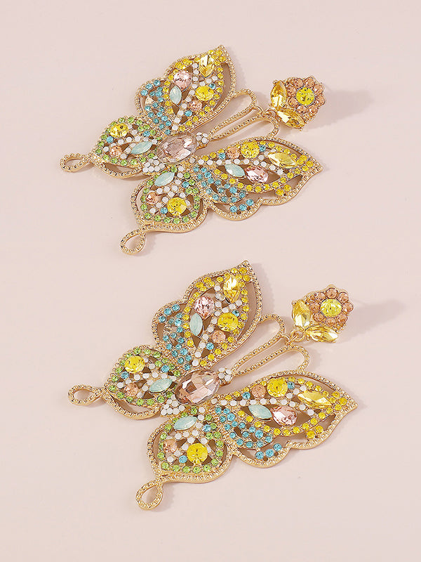 Butterfly Shaped Rhinestone Drop Earrings