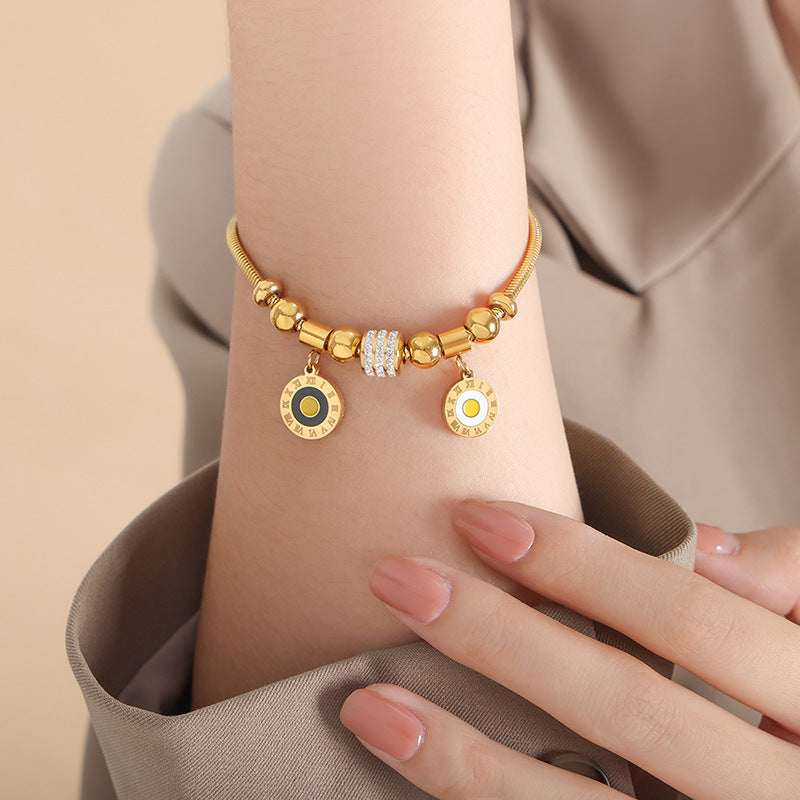 18K gold exquisite and noble heart-shaped/round/oval/eye/butterfly/ball bead design bracelet