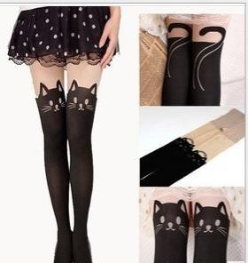 Cutie Cat Thigh High Pantyhose Stocking Socks