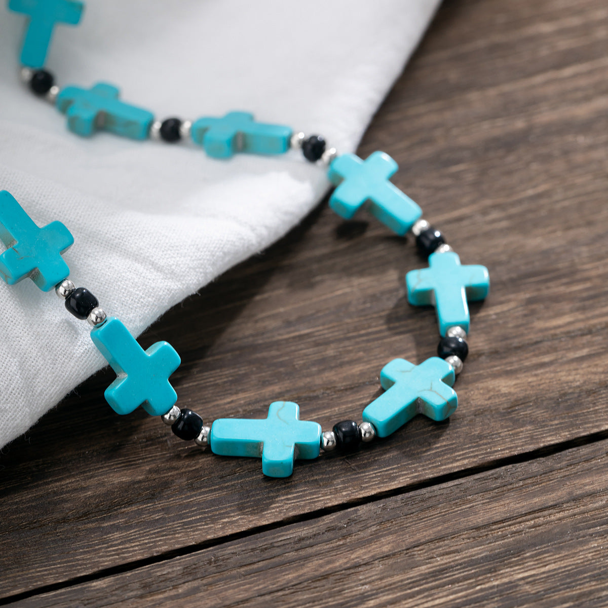 Classic Fashion Turquoise Cross Design Hip Hop Versatile Necklace