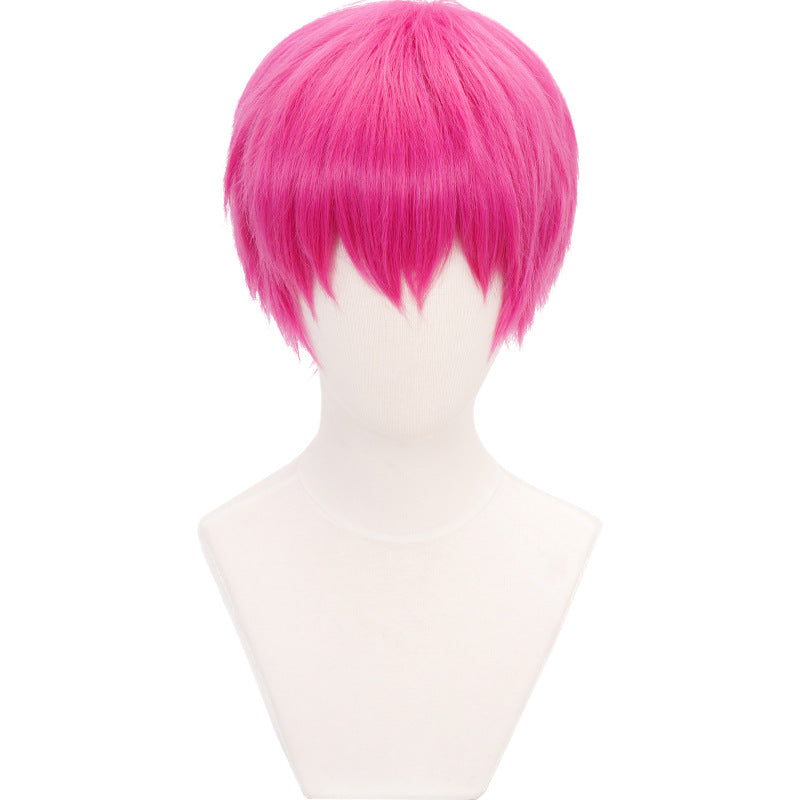 Rose Red Pink Short Hair Fringe Bangs Cosplay Wig