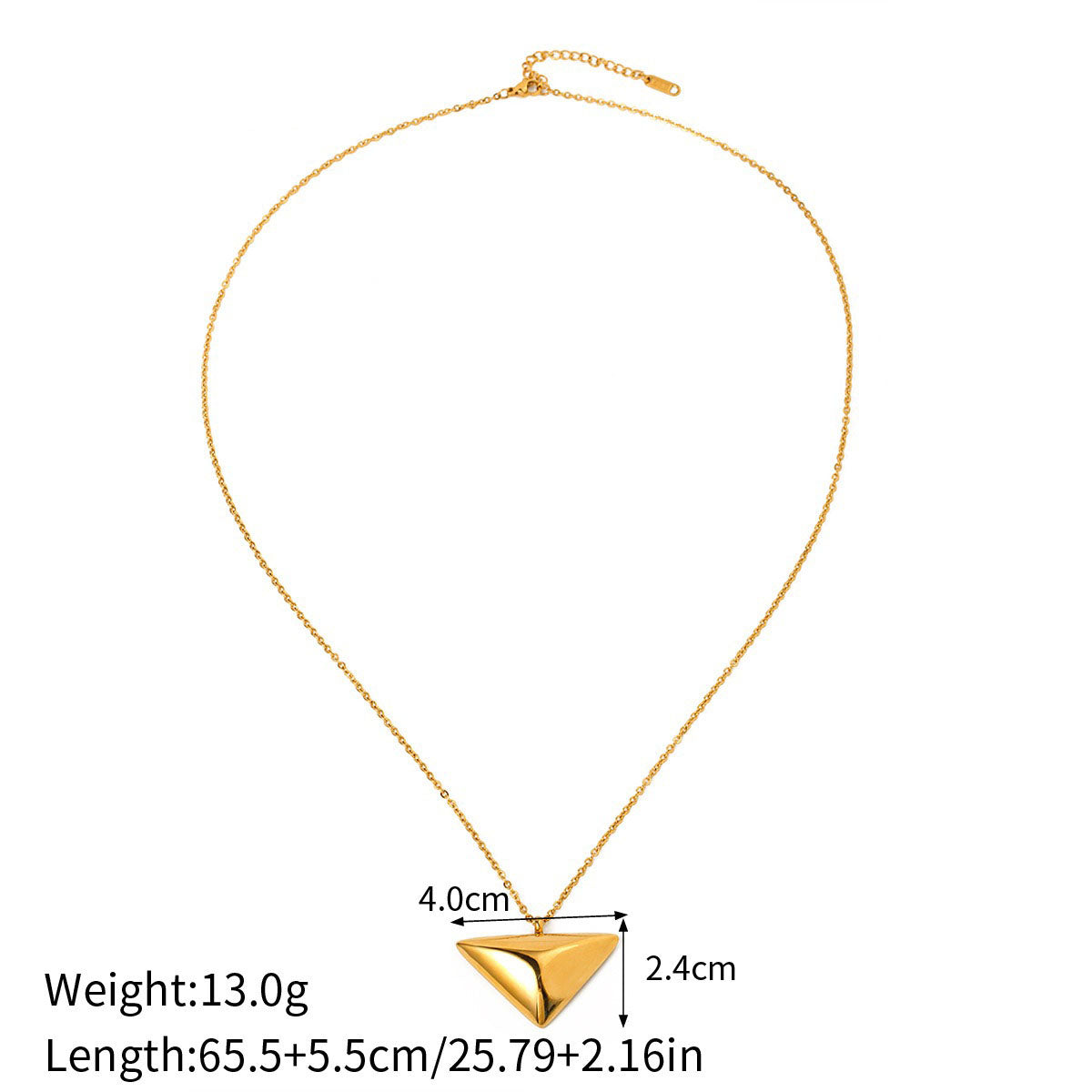 18k gold fashionable simple triangle pendant necklace