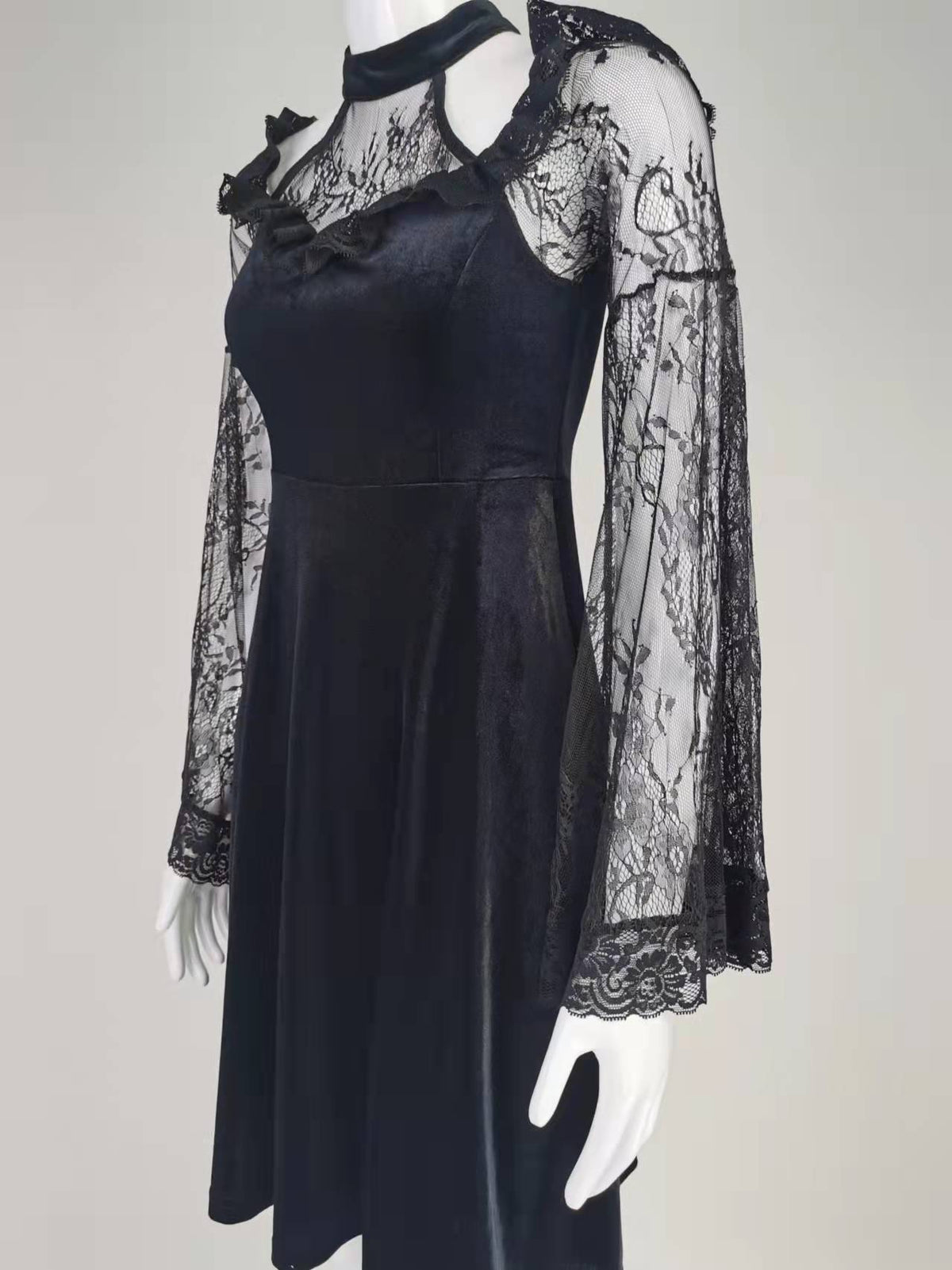 Dark Gothic Lace Panels Dress