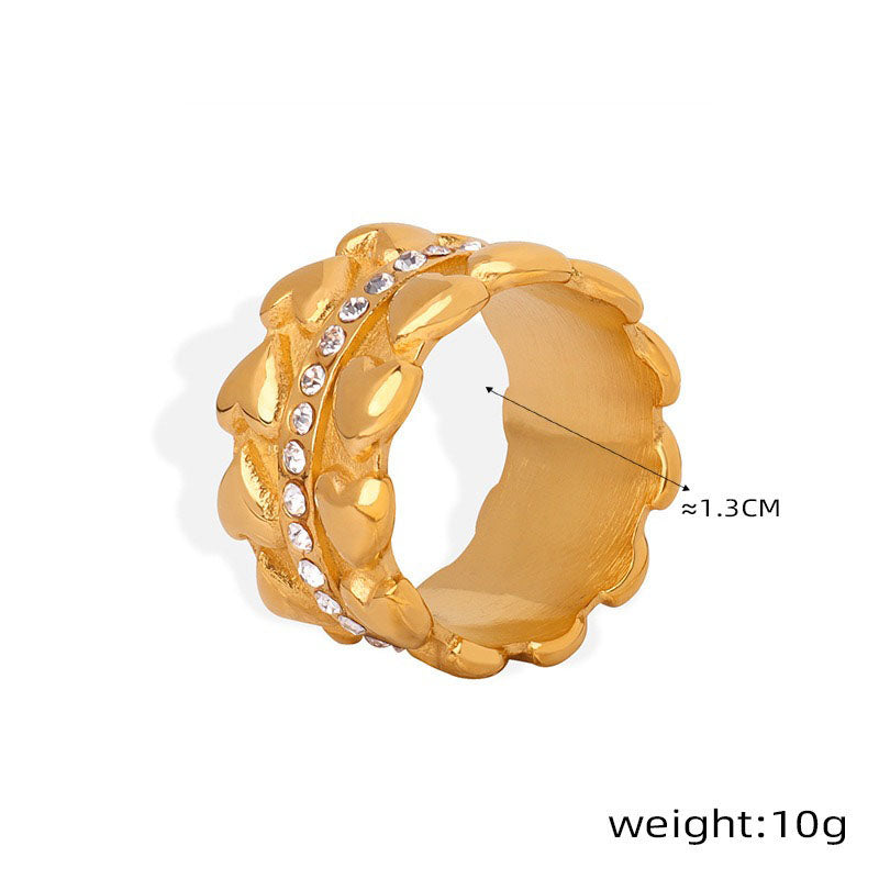 18K gold light luxury personalized love inlaid zircon design versatile ring