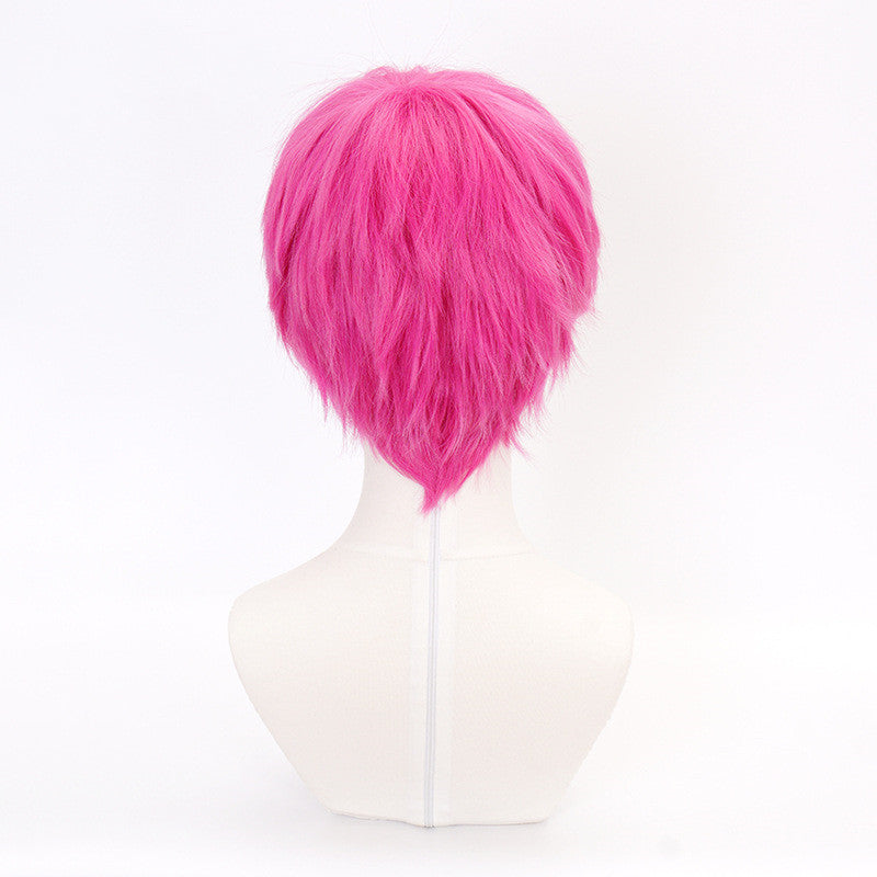 Rose Red Pink Short Hair Fringe Bangs Cosplay Wig