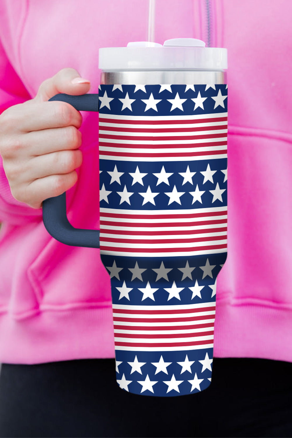 Stars and Stripes Print Handled Thermos Cup 1200ml