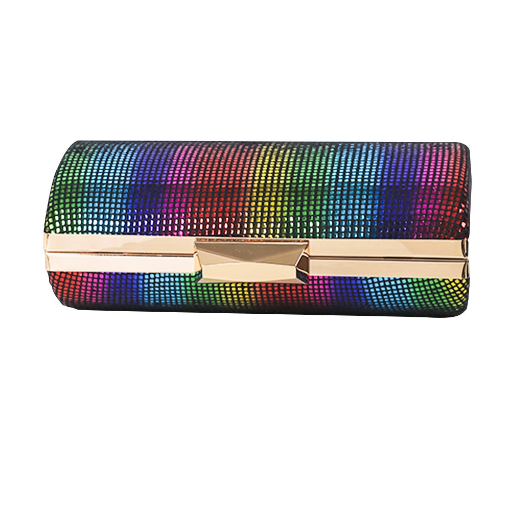 Women's Rainbow Rhinestone Shoulder Chain Clutch Evening Bag